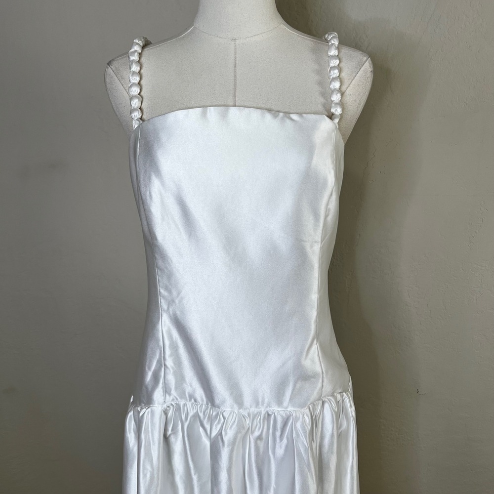 Lulus Modern Adoration White Satin Drop Waist Maxi Dress Corset Back Size XL - Picture 2 of 8
